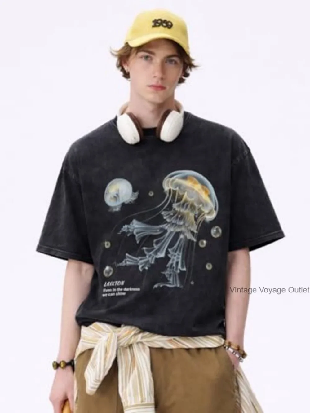 Oversized Graphic Tee Short Sleeve Cotton Vintage Streetwear Unisex Crewneck